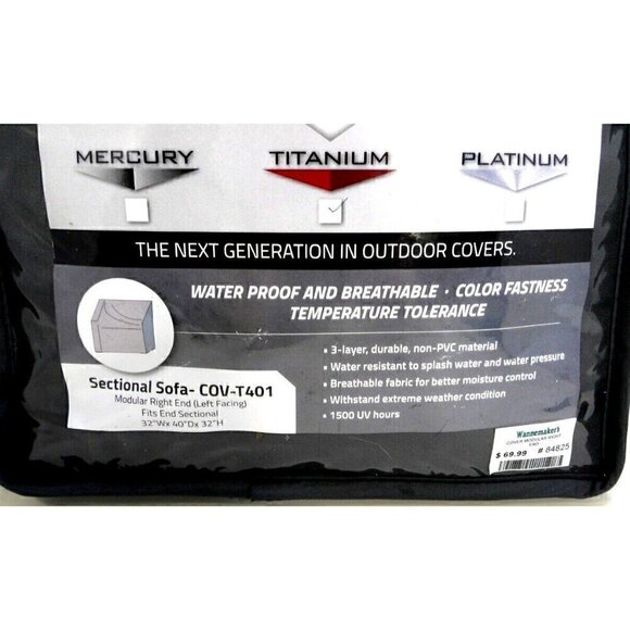 SHIELD outdoor waterproof gray sectional sofa end left facing cover COV-T401 NEW - Picture 3 of 4